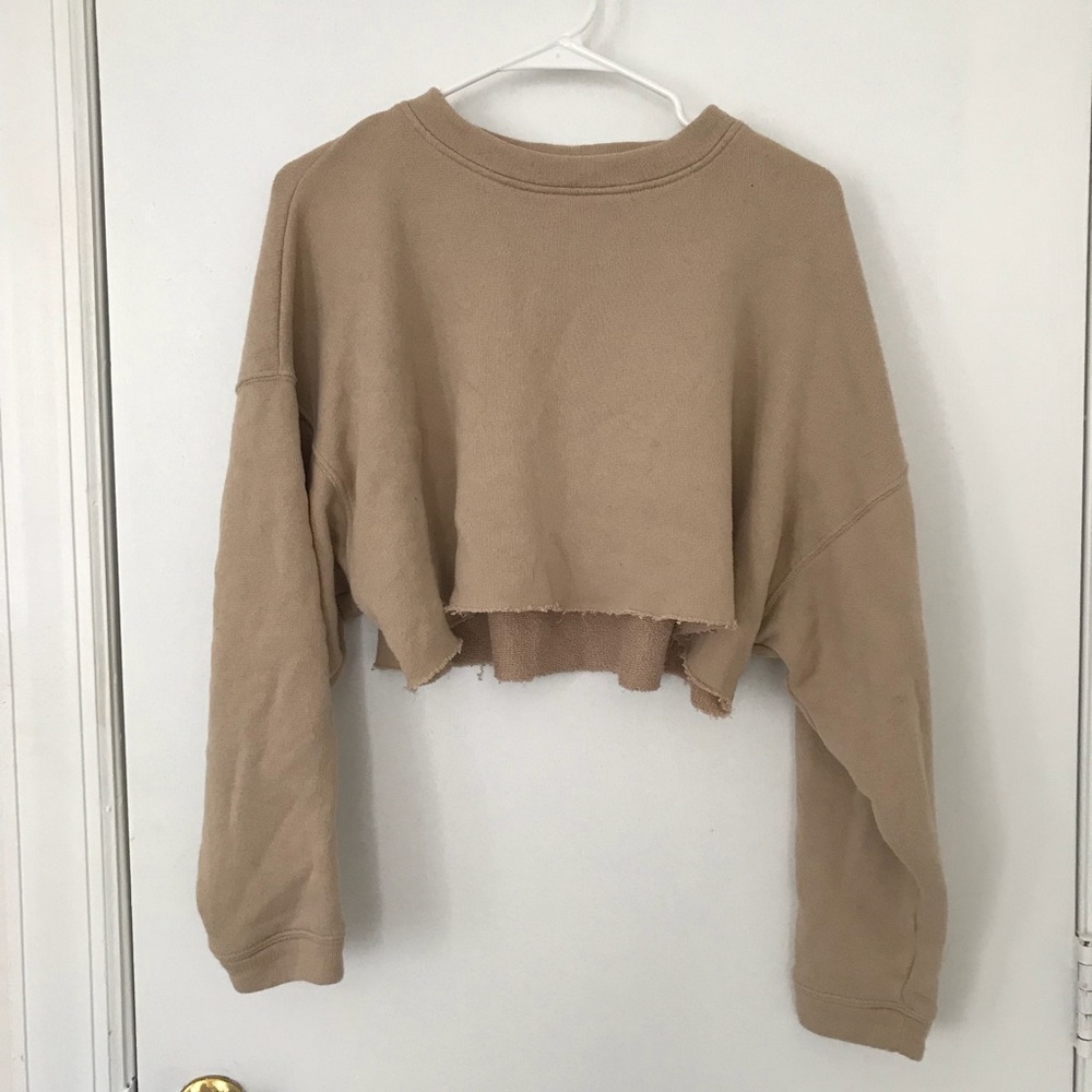 Tan Crop Top Sweatshirt